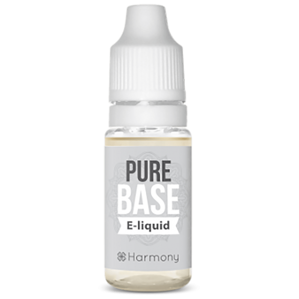 En flaske Harmony E-Væske 1000mg CBD - Base (10ml) med ordene ren base e-væske.