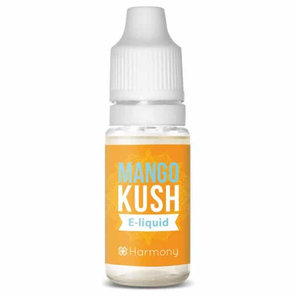 En flaske Harmony E-Væske 100mg CBD – Mango Kush (10ml) e-væske.