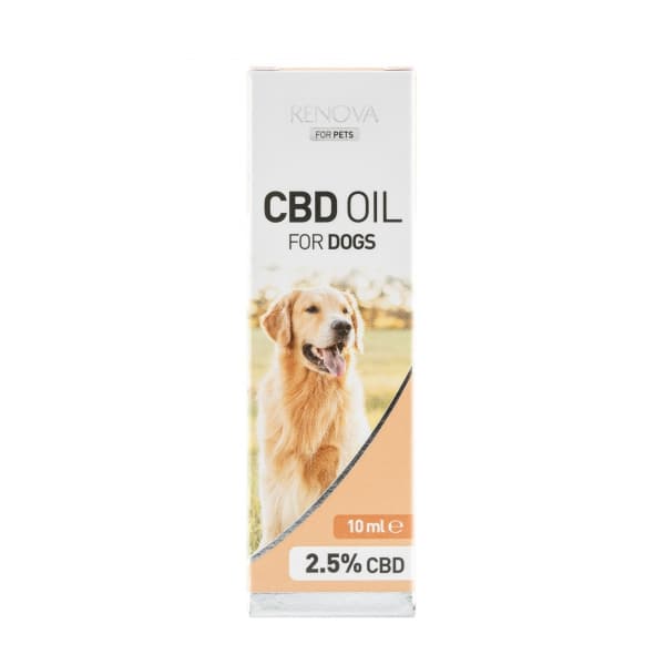 En tube Renova CBD olie 2,5% til hunde (10 ml) til hunde.