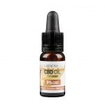 En flaske Renova – CBD olie 5% til hunde (10 ml) på hvid baggrund.