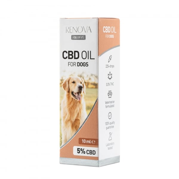 En æske Renova CBD olie 5% til hunde (10 ml) til hunde.