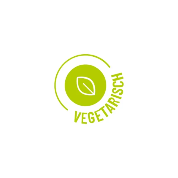 Et grønt cirkelikon med et blad indeni, mærket "VEGETARISCH" med grøn tekst omkring, angiver, at Vitakruid – Multi Dag (30 tabletter) er vegetar.