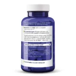 Set bagfra af Vitakruid – Fiskeolie Forte blå flaske (90 stk, 1000mg fiskeolie pr. softgel kapsel) med en etiket på hollandsk med ingredienser, doseringsoplysninger og en ernæringstabel.