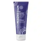 Lilla OsiMagnesium Good Night Melatonin Body Lotion tube (100 ml) med hvid tekst, der beskriver fordele og brug.